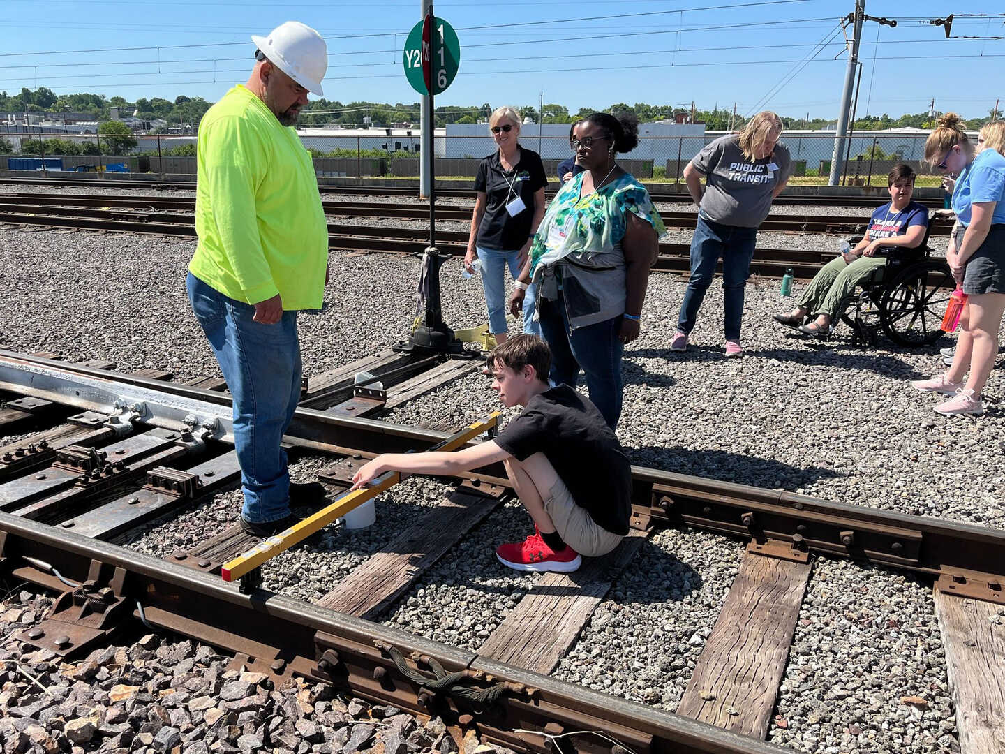 Photo of campers learning about switches and track geometry
